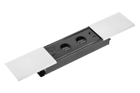 Удлинитель встроенный GTV PRESTINO, 2x роз. schuko, USB A+C, RJ45, HDMI, 1,5м, белый