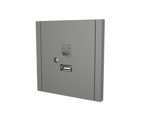 Розетка USB+ type-C серая L-TEC