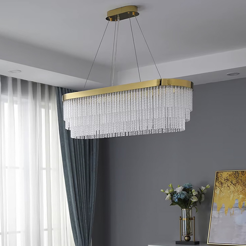 Видовжена розкішна латунна люстра 80 см