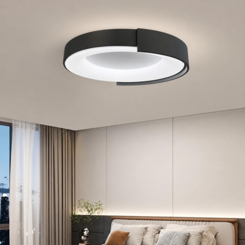 Стельовий LED-світильник у чорному корпусі на три режими Ø62х12 см