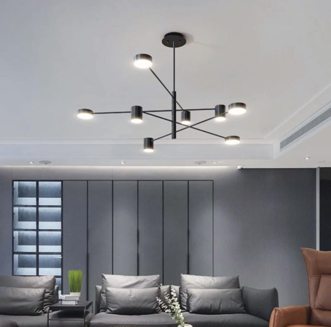 Сучасна чорна LED люстра FLEA з ріжками, що регулюються по осі 