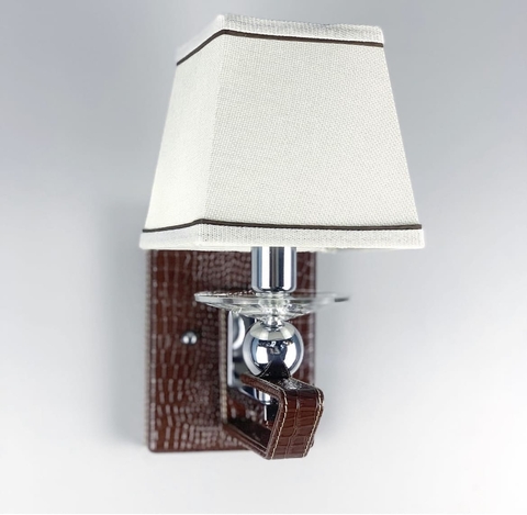 Бра з класичним тканинним абажуром та екошкірою 