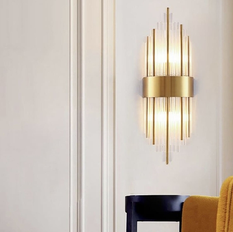 Розкішне настінне бра з скляними та металевими трубочками