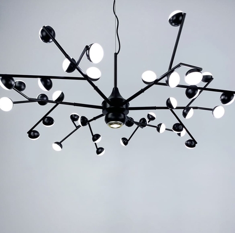 Люстра-молекула в чорному кольорі на 36 світлодіодів