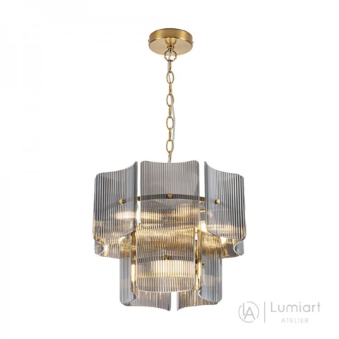 Підвісна люстра Lumiart Atelier ERICA під 5 ламп золотий латунь графітове скло Ø40 см 