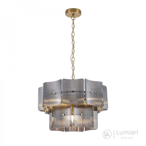 Підвісна люстра Lumiart Atelier ERICA під 6 ламп золотий латунь графітове скло Ø50 см 