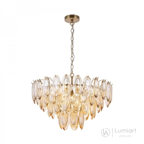 Підвісна люстра Lumiart Atelier AGATHA під 9 ламп золотий латунь скло шампань Ø60 см 