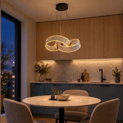 LED-люстра с закрученным корпусом из рельефного акрила на черном корпусе Ø50х27 см
