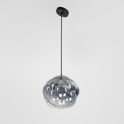 Подвес с фактурным стеклянным плафоном в цвете хром