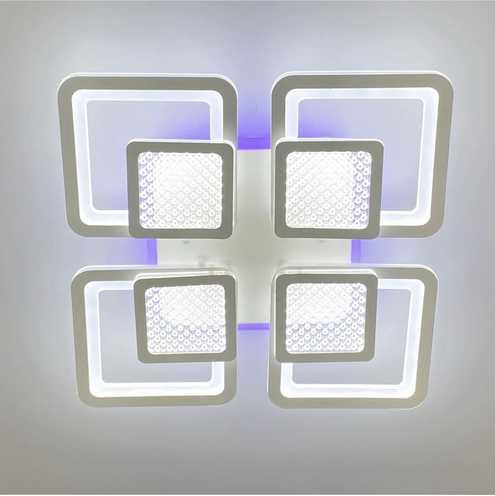 Люстра LED на 4+4 квадрати в білому кольорі
