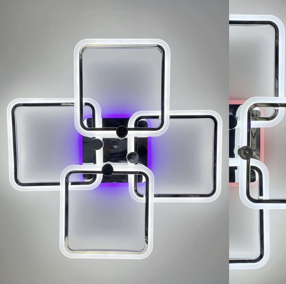 Потолочный светодион люстра на 4 рожка квадратной формы