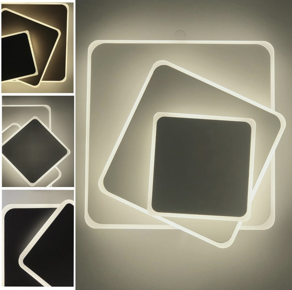 Стельовий або настінний LED світильник-трансформер на три квадрати