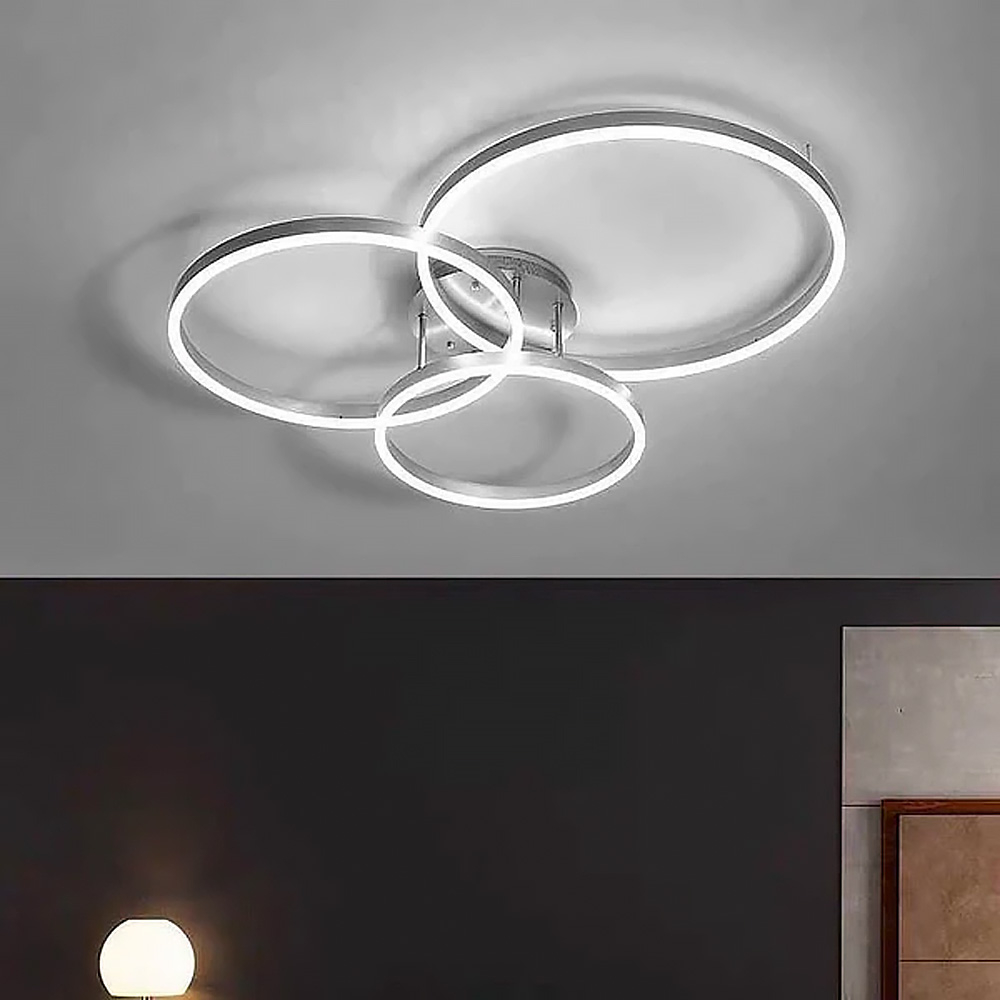 LED люстра в цвете хром на 3 кольца