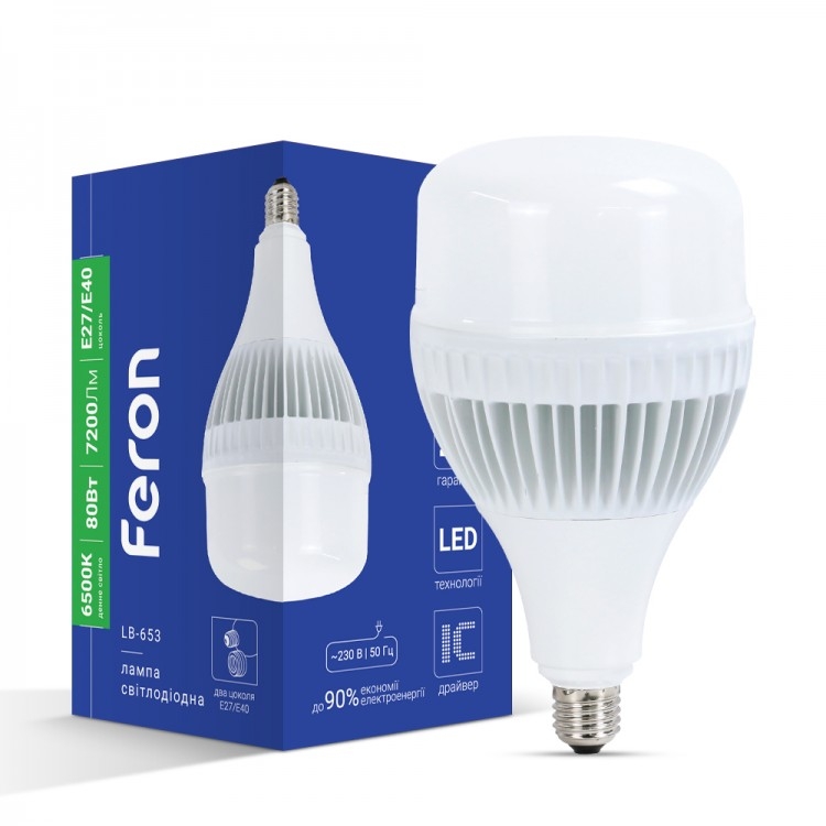 Светодиодная лампа Feron Е27-E40 6500K 80Вт