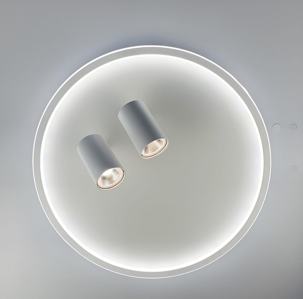 Стельова люстра LED в білому корпусі з направляючими спотами  