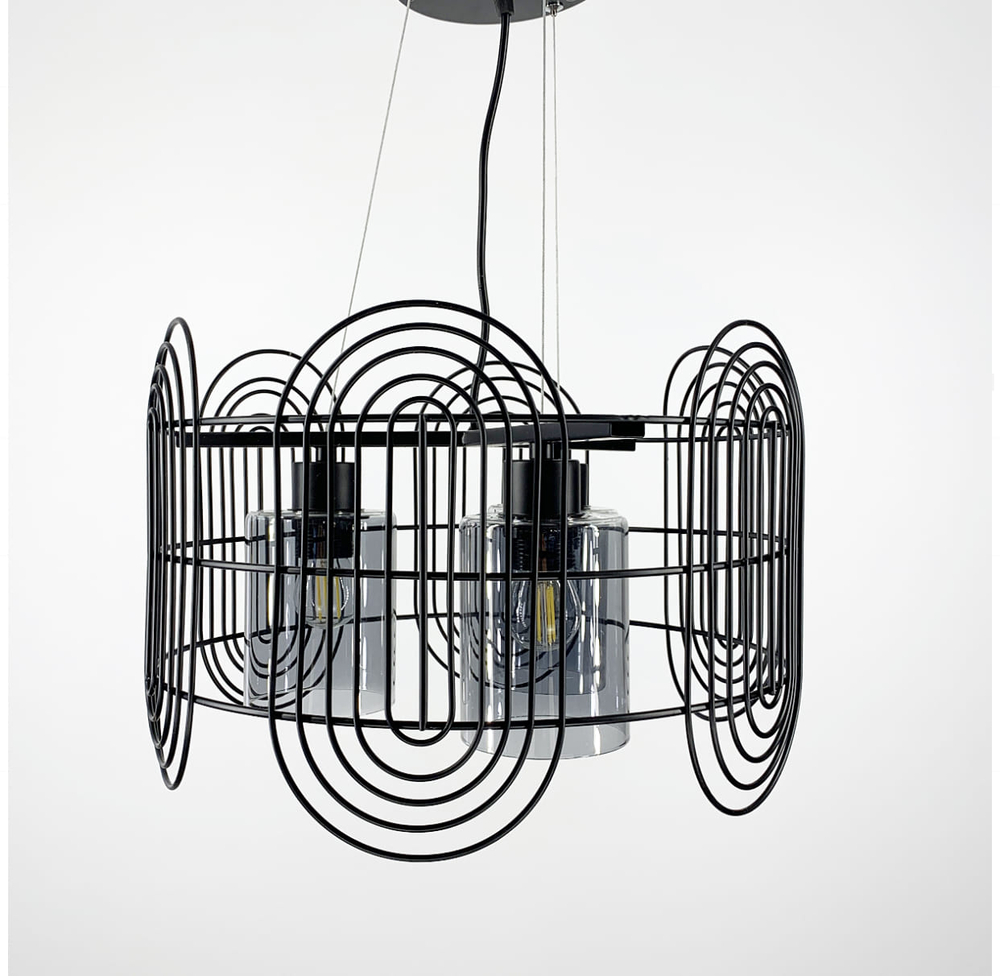 Подвесная люстра в стиле лофт на 3 лампы в черном корпусе